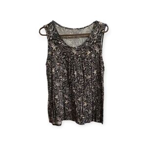 Croft & Barrow Black and Cream Floral Blouse Ptp 20